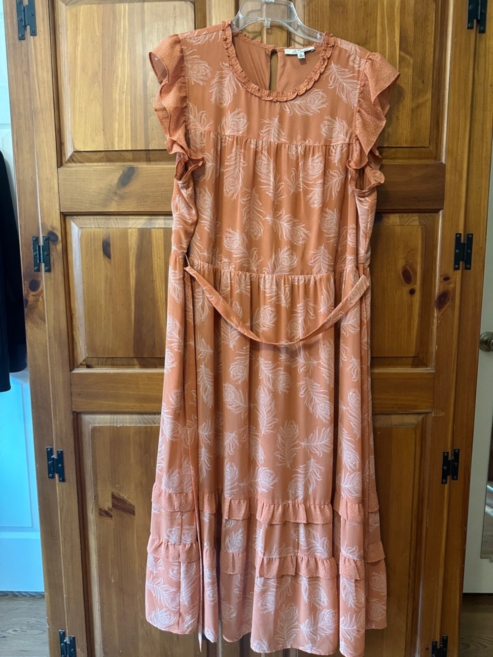 Les Serein Floral Ruffle Midi Dress XL
